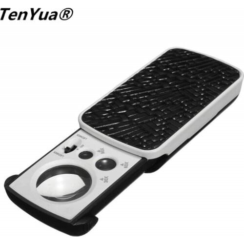 30x25 60x12 90x8mm Currency Jewelry Appraisal Loupe 3 Lens LED Handheld Magnifier Drawer Slide-out Jewelry Magnifying