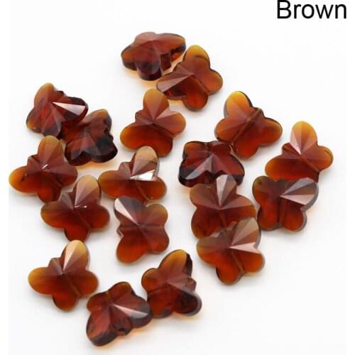 50pcs/lot 14mm Brown Butterfly Pendants Crystal Glass Beads Jewelry Loose BEADS Curtain Bracelet DIY Beads Free Shipping