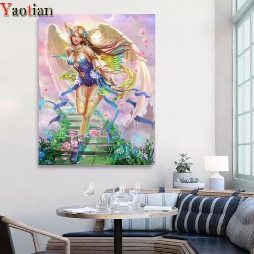 5D DIY Diamond Painting Angel Girl Picture Rhinestone Embroidery Cross Stitch Kit Mosaic Garden woman Home Decoration New 2021