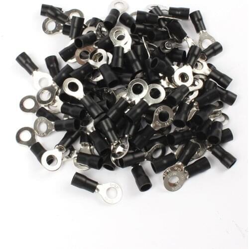 Rv3.5-6 Black Ring Insulated Terminal 50Pcs/pack Suit 2.5-4Mm2 Cable Crimp Terminal Cable Wire Connector Rv3.5-6 14-12Awg Rv