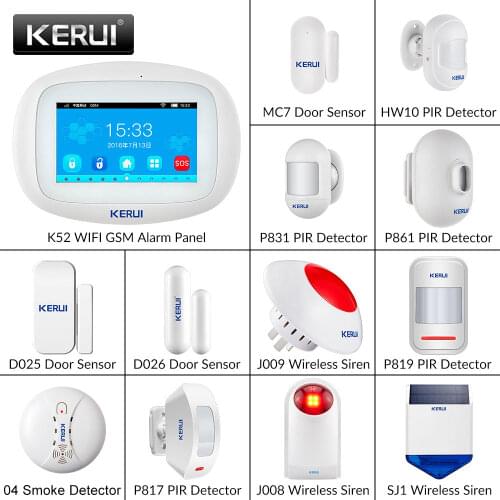 KERUI K52 DIY WIFI GSM Alarm System for Home 4.3Inch Large Touch Screen TFT Display Security Motion Detector Home Alarm System
