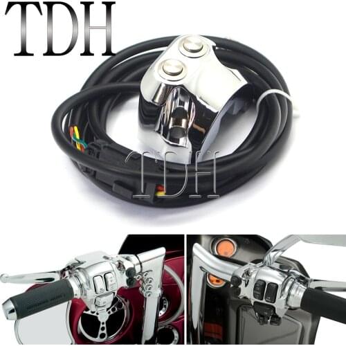 Chrome 2Button 3-Wire CNC Handlebar Control Button Switch 1" 25mm Bar For Harley Dyna V-Rod Sportster XL FXD FLD V-ROD 0616-0039