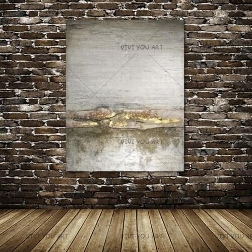 High Quality Pure Hand-painted Thick Textured Abstract Oil Painting on Canvas Fine Art Abstract with Gold Foil Oil Painting