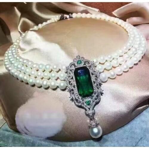 Beautiful NEW 8-9mm natural south seas white pearl necklace 17-19inch