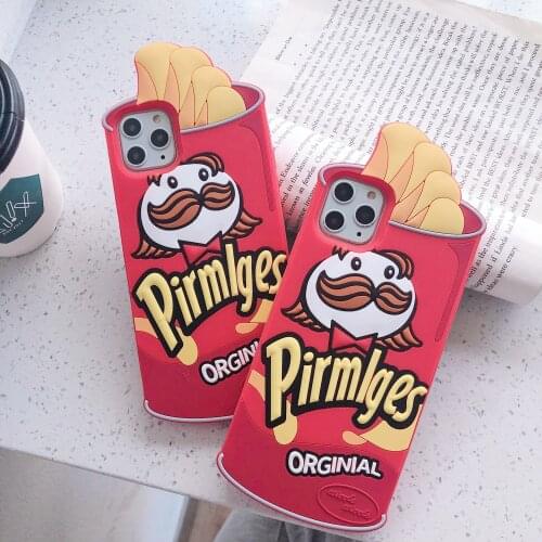 Canned potato chips 3D Cute Cartoon Silicone Cover For iPhone 12 mini 11Pro Phone Case Crisps For X XR XSMAX 6 6s 7 8 Plus soft