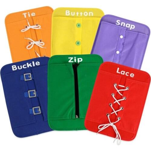 6pc Kid Early Development Education Kit Button Snap Buckle Zip Lace For Kindergarten School Children Learn To Dress Tie Shose
