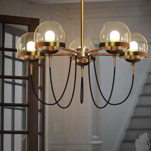 Nordic modern living room chandelier simple creative restaurant magic bean lamp personality bronze circle chandelier