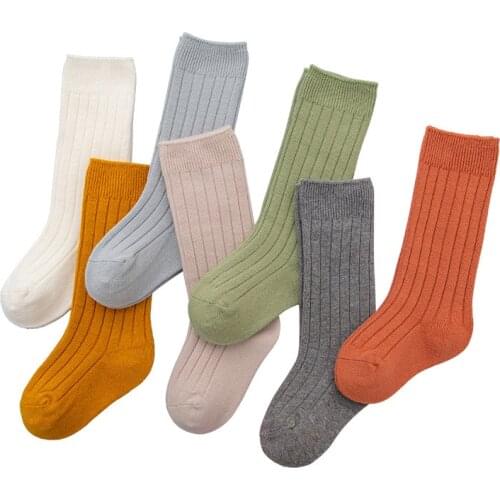 Baby Socks Boys Long Girls Knee-Length Solid Color Long-Tube Cotton Soft Breathable Comfortable Warm Leisure Childrens Socks