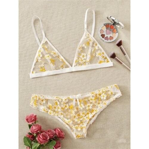 Europe and the United States within the new erotic lingerie womens small fresh floral embroidered erotic pajamas