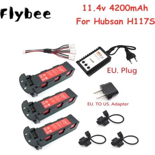 Upgrade 11.4v 4200mAh Battery + B3S Charger for Hubsan H117S Zino GPS RC FPV Racing Camera Drones Quadcopter Parts 11.4V Battery