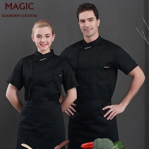 Unisex Chef Workwear breathable Short Sleeve chef coat Baking Kitchen Summer Canteen Restaurant work clothes Hotel chef shirt