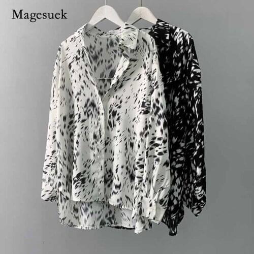 2020 Autumn Long Sleeve Print Blouse Women Turn-down Collar Korean Fashion Clothing Pullovers Vintage Shirts Blusas Mujer 11288