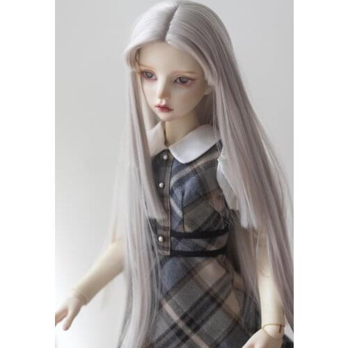 BJD doll wig is suitable for 1-3 1-4 size high temperature silk wig divided black and white flat long straight hair doll acces