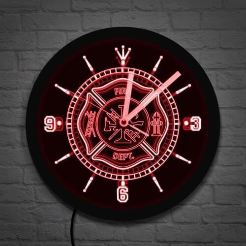 Fire Department Neon Sign Wall Clock Rescue Fire Dept Color Changing LED Wall Lamp For Fireman Unique Gift Luminous Wall Clock
