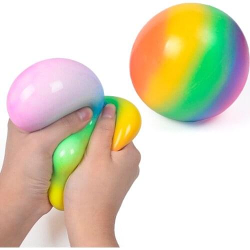 7CM Rainbow Balls Squeezers Hand Exercise Stress Balls Relieve Stress Slow Bounce Decompression Balls Toy