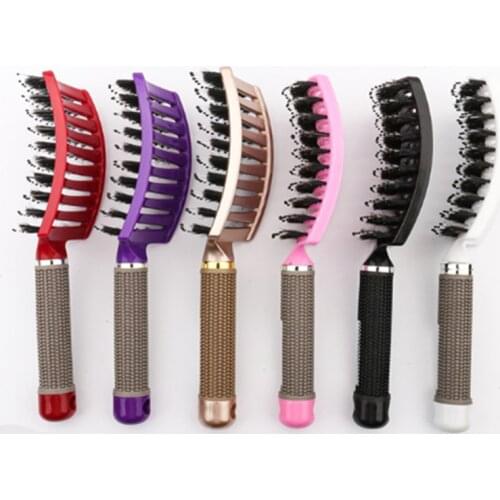 Hair Brush Scalp Massage Comb Boar Bristle hairbrush Women Men Wet Curly Detangle Hair Brush for Salon Hairdressing Styling Tool