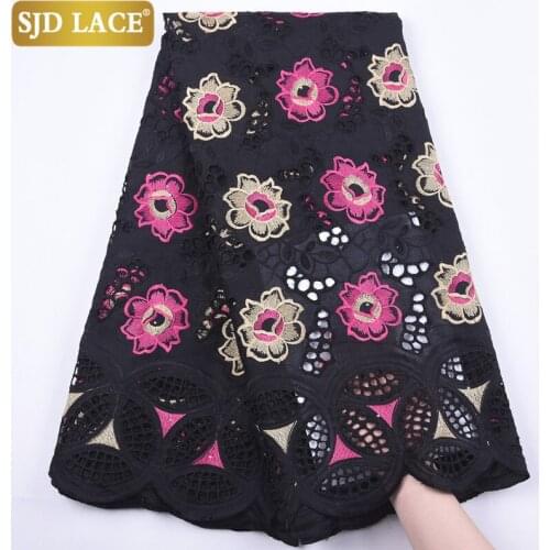 SJD LACE African Lace Fabric High Quality Embroiderey Holes Eyelet Voile Lace Nigeria Cotton Laces Fabric For Festivals SewA1896