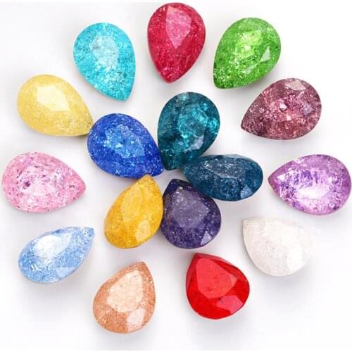 Teardrop Rhinestone Crystal Drop Fancy Stone Ice Effect Crystal Sticker Self-Adhensive Jewelry Gems Decoration Crafts Crystal