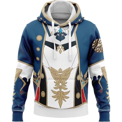 Game Genshin Impact Jean Gunnhildr Cosplay Hoodie 3D Printed Sweatshirt Casual Streetwear Pullover/Zip Up Jacket Coat