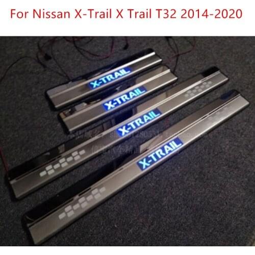 High-quality stainless steel LED Plate Door Sill Welcome Pedal Car Styling Accessories For Nissan X-Trail X Trail T32 2014-2020