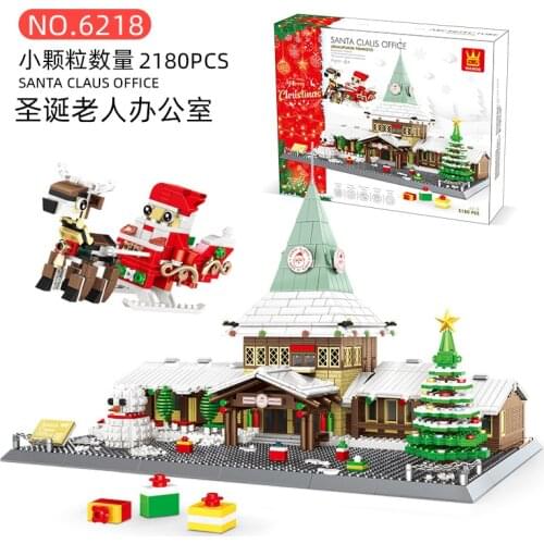 Wange Blocks Architecture Santa Claus Office Building Bricks Beautiful House Juguetes Educational Toys for Children Gifts 6218