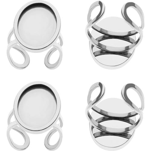 XINYAO 2pcs/lot Stainless Steel Round Oval Ring Tray Holder Time Gem Ring Tray Adjustable Size For DIY Jewelry Findings