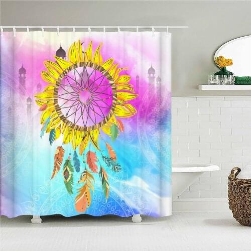 Colorful Feathers Shower Curtain Bathroom Waterproof Polyester Multi-size Bohemian 3D Printing Curtains for Bathroom Shower