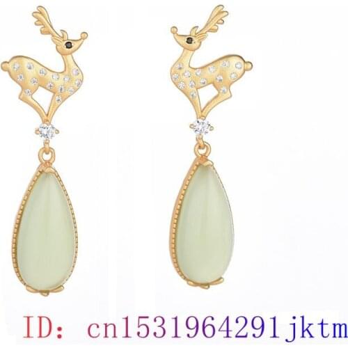 Green Jade Water drop Ear Studs Amulet Jewelry Women Gemstone Earrings Chalcedony Charm Crystal Natural Zircon Gifts 925 Silver