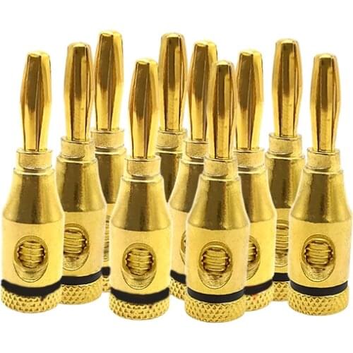 1/2/5Pcs black 4mm Banana plug Gold plated Cable Wire 4mm Banana Plugs adapter Musical Audio amplifier Wire Pin connector