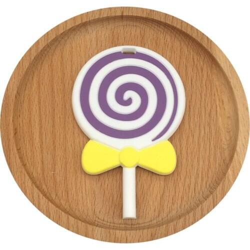 1pc Molar Teethers Pendant Toys Cute Lollipop Shape Food Grade BPA Free Soft Silicone Baby Teether