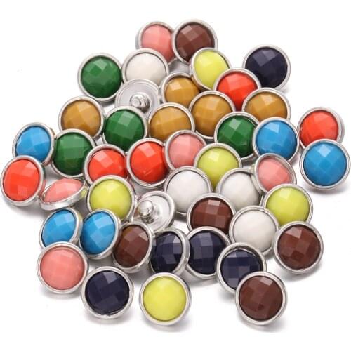 10pcs/lot New Resin 12mm Snap Button Jewelry DIY Charms Glass Resin Mini 12mm Snap Buttons Fit Snap Bracelet Earrings Necklace