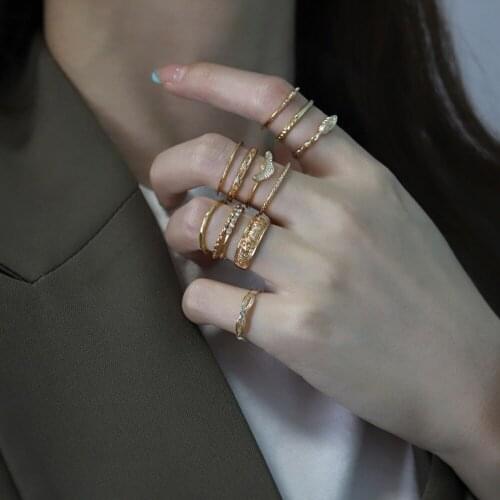 12 Pcs/Set 2021 Fashion Punk Simple Design Vintage Gold Color Joint Rings Sets for Women Jewelry Korean Version Joint