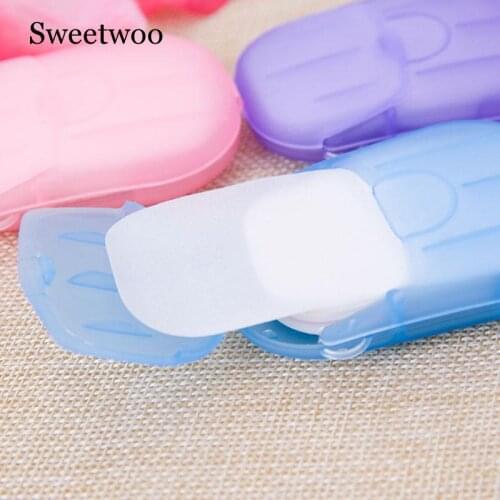 20pcs / Box Portable Soap Paper Disposable Soap Box Mini Soap Paper Random Delivery Outdoor Product