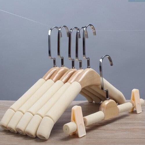 5pcs/lot 39/43cm Adult solid wood clothes rack sea-cotton household clothes rack non-marking trousers clamps new anti-skid hook