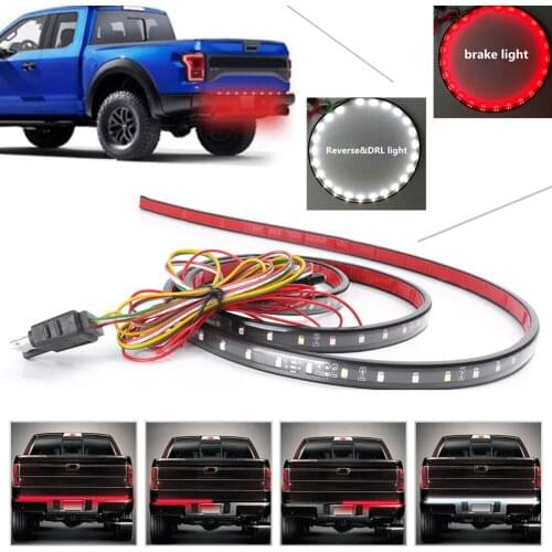 60" Flexible Strip Car Tailgate light 90LEDs Turn Signals Lamp Red Brake Parking Stop Lights White