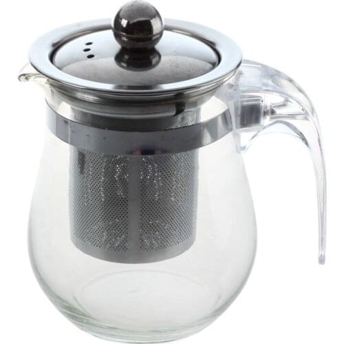 Promotion! 350mL Heat-resistant Clear Glass Teapot Stainless Steel Infuser Flower Tea Pot