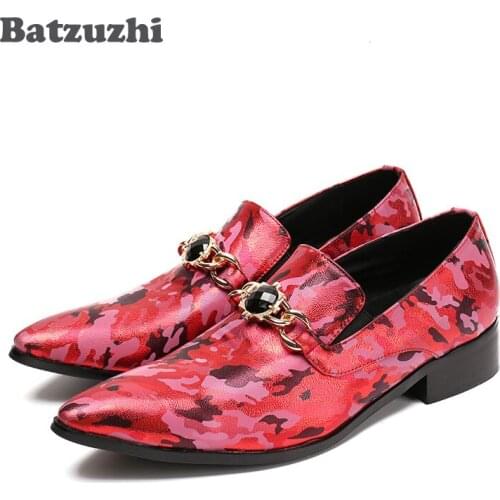 Batzuzhi Big Size 46 Italian Style Designers Men Shoes Leather Luxury Shoes Men Red/Blue Mens Formal Dress Shoes Pointed Toe
