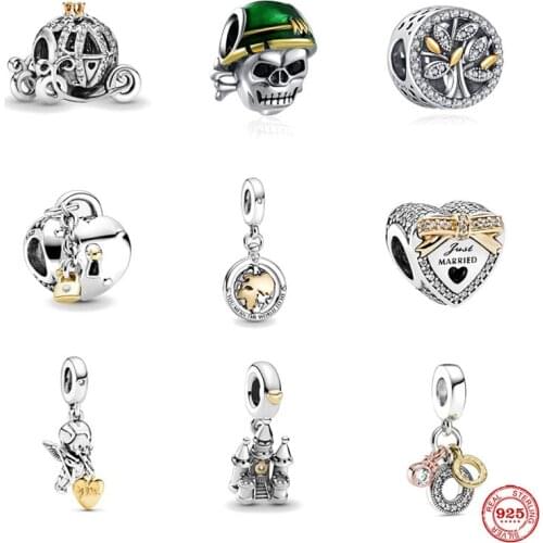 New European Two Tones Family Tree Globe Just Married Bead Fit Original Pandora charms Silver 925 Bracelets Women DIY Jewelry
