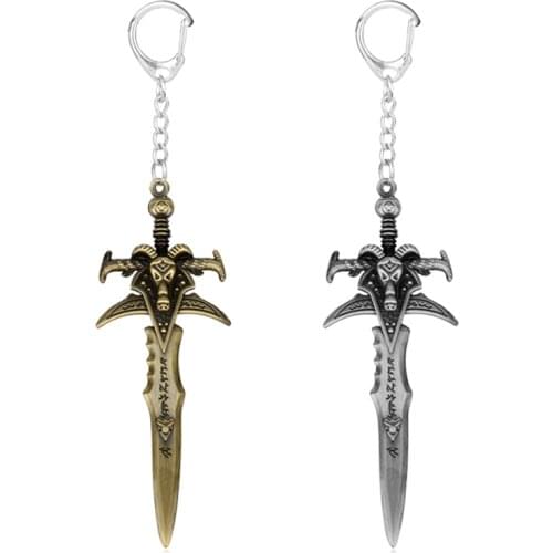 WOW Game s Keychain The Lich King Frostmourne Sword Weapon Dagger Key chains Cool Men Key Ring Collection