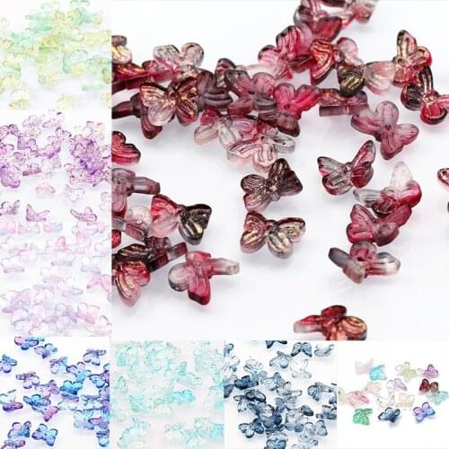 10mm MultiColor Gradient Small Butterfly Lampwork Beads Czech Glass Beads For Jewelry Making DIY Bracelet Necklace Accessories