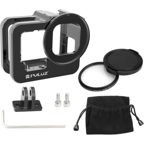 Aluminum Frame Mount Housing Case with Lens Cover forGoPro HERO9 Action Camera, Black