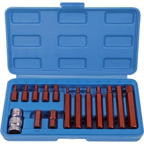 15pcs 1/2 Inch Drive Hex Screwdriver Bits With Adapter 30MM 75MM Long H4 H8 H12 Wrench Head For Ratchet Allen Key Set Tools