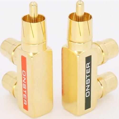 Hifi 2PCS Gold RCA AV Audio F Splitter Plug Adapter 1 Male to 2 Female