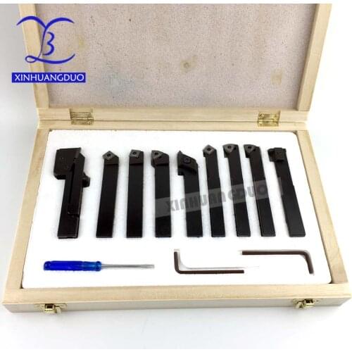 12mm 9pcs/set indexable carbide turnnig tools, lathe cutting tools set, cutter tool set with inserts for mini lathes