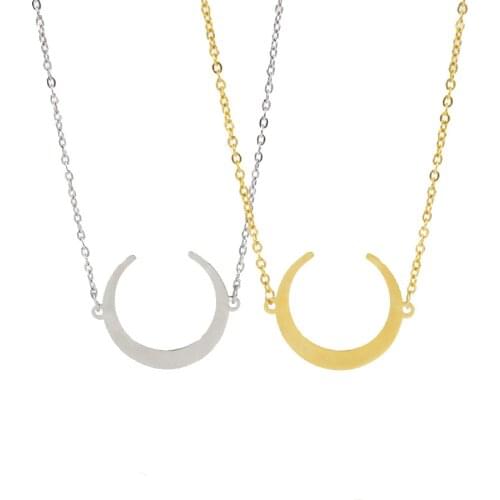 Jaymaxi Stainless Steel Curved Crescent Moon Necklace Moon Charm Jewelry Women Friend Gift 5Piece/lot