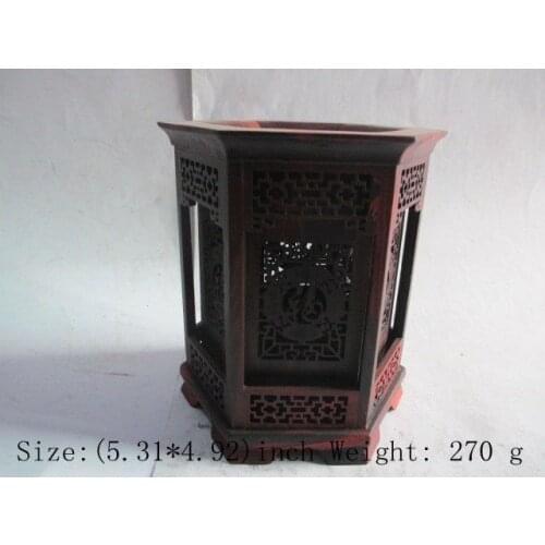 Chinas good wood hexagonal hollow layer 2 blessing big brush pot