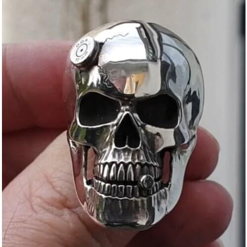 Gothic Punk Cool Mens Silver Broken Skull Ring Stainless Steel Men Finger Ring Vintage Motorcycle Rock Biker Party Jewelry