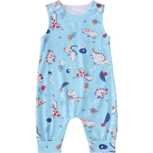 Pudcoco Baby Girls Boys Romper Kids Dinosaur Round Neck Sleeveless Jumpsuit Playsuits for Infant Girls Boys Clothes 2020 Sale