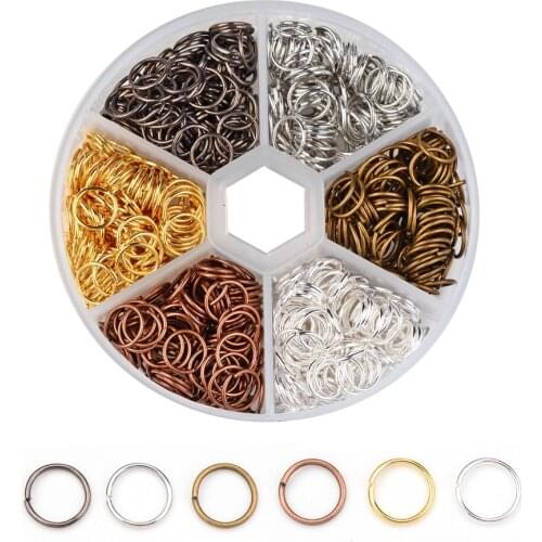 1 Box 6 Color 4/5/6/7/8mm Metal Iron DIY Jewelry Findings Open Single Loops Jump Rings & Split Ring for Jewelry Making