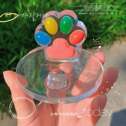 Cute Cat Transparent Colorful Mobile Phone Dolder Desktop Decoration Desk Decorations Girls' Phone Holder Handmade Products